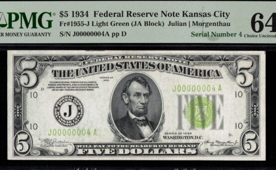 1934 $5 L.G.S J00000004A 64Q