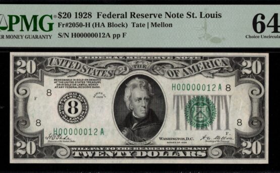 1928 $20 FRN H00000012A #64Q