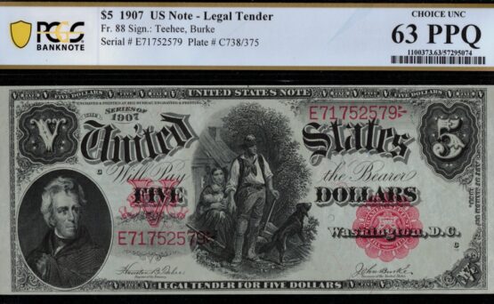 FR-88 1907 $5 E71752579 63Q