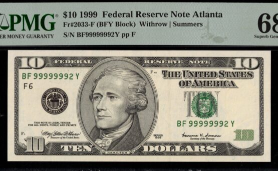 1999 $10 FRN BF99999992Y 68Q