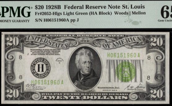 1928B $20 FRN L.G.S ST LOUIS 65Q