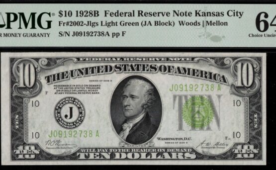 1928B $10 FRN L.G.S KANSAS 64Q