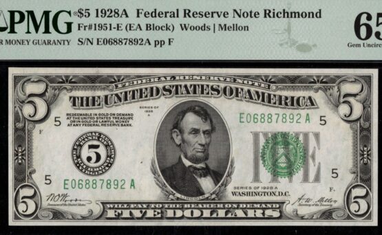 1928A $5 FRN RICHMOND 65EPQ