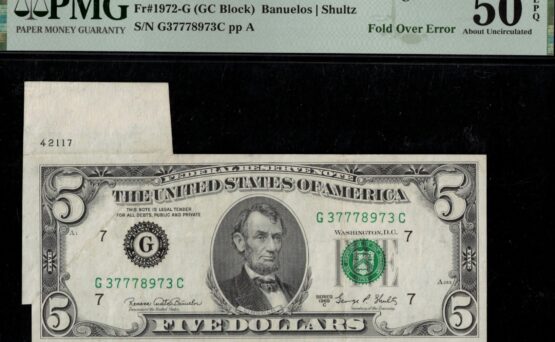 1969C $5 "FOLDED AFTER FACE" 50Q