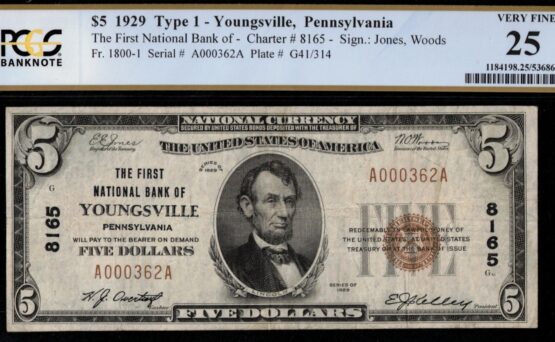 $5 FIRST NB OF YOUNGSVILLE PA