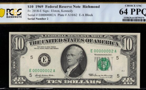 1969 $10 FRN E00000002A 64Q