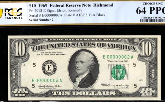 1969 $10 FRN E00000002A 64Q