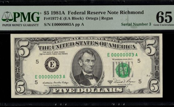 1981A $5 FRN E00000003A 65Q