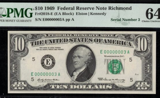 1969 $10 FRN E00000003A 64Q