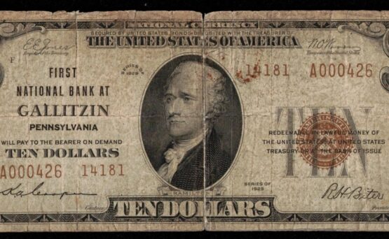 1929 $10 FIRST NB GALLITZIN PA