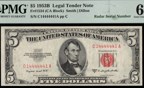 1953B $5 L.T C14444441A 65EPQ