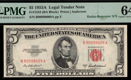 1953A $5 L.T B90099009A 64EPQ