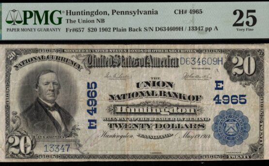1902 $20 UNION HUNTINGDON PA