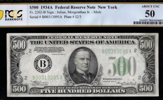 1934A $500 FRN N YORK P.C.G.S #50