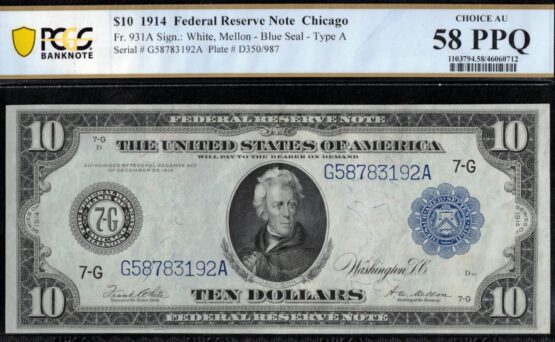 FR-931A 1914 $10 FRN CHI #58Q