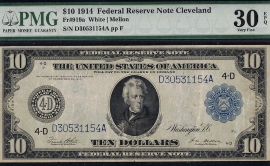FR-919A 1914 $10 FRN CLEVELAND