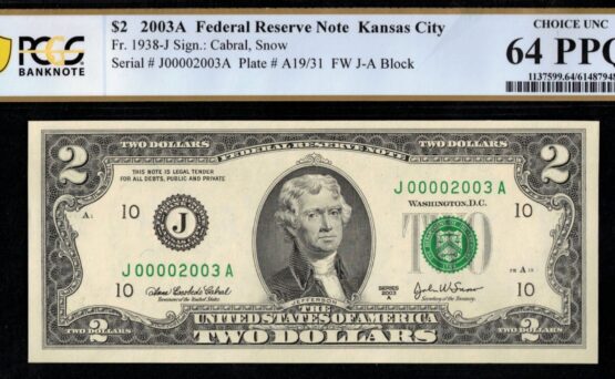 2003A $2 FRN J00002003A 64PPQ