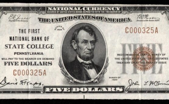 1929 $5 1ST NB STATE COLLEGE PA