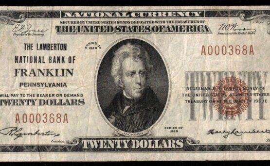 1929 $20 NB OF FRANKLIN PA