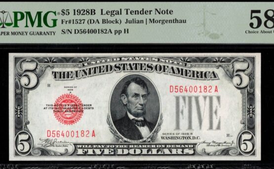 1928B $5 L.T D56400182A 58Q