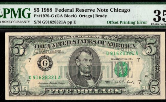 1988 $5 BACK/FRONT OFFSET #35
