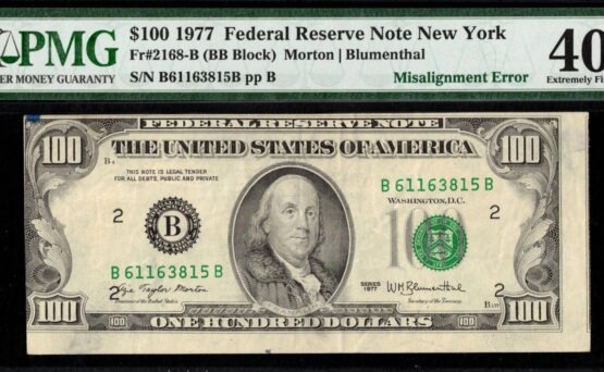 1977 $100 FRN MIS-ALIGN #40