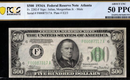 1934A $500 FRN ATL P.C.G.S #50Q