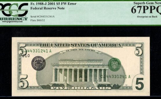 2001 $5 FRN 3RD ON REVERSE #67Q