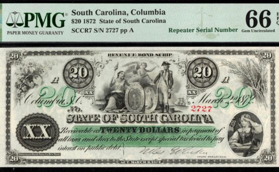 1872 $20 S CAROLINA REPEATER