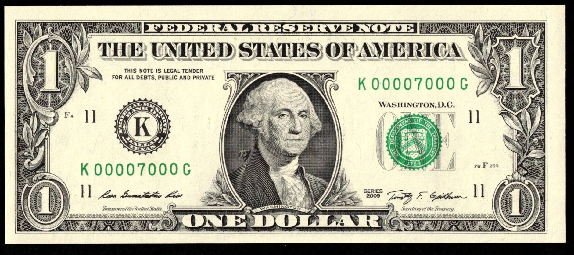 2009 $1 FRN K00007000G