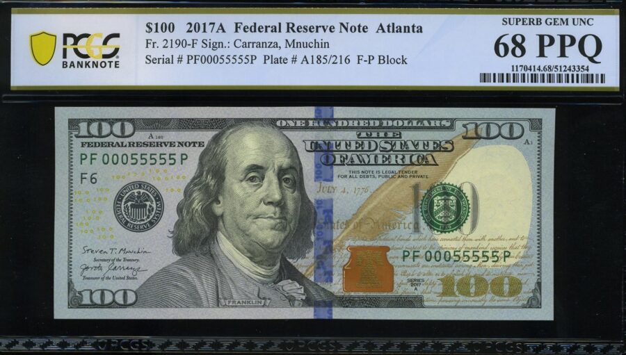 2017A $100 FRN PF00055555P 68PPQ
