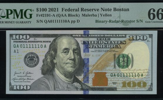 2021 $100 FRN A01111110A 66Q