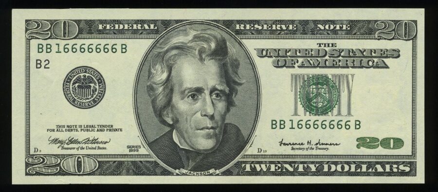 1999 $20 FRN BB16666666B CH/CU