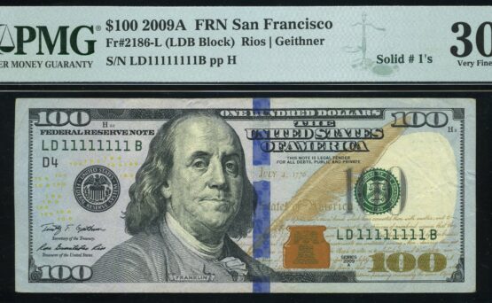 2009A $100 FRN LD11111111B 30Q