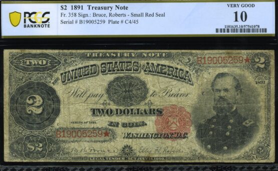 1891 $2 T.N B19005259 P.C.G.S #10