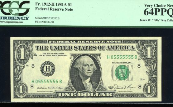 1981A $1 FRN H05555555B 64PPQ