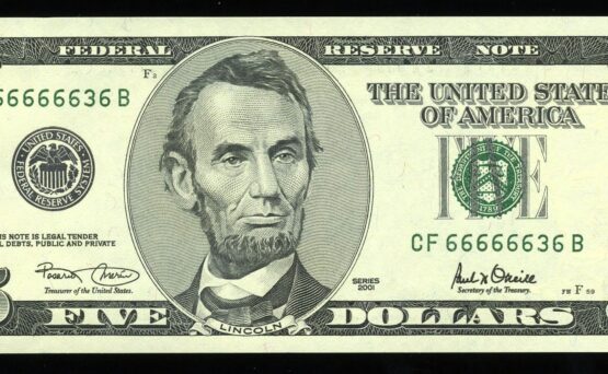 2001 $5 FRN CF66666636B