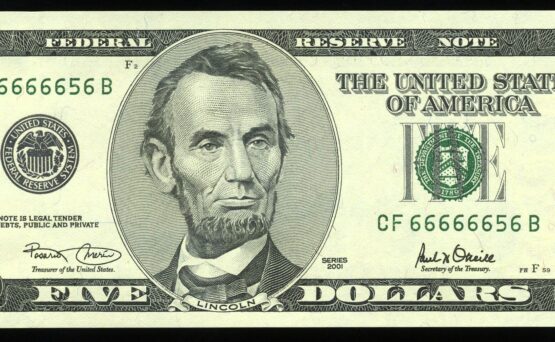 2001 $5 FRN CF66666656B