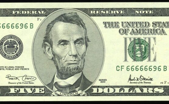 2001 $5 FRN CF66666696B 6/9