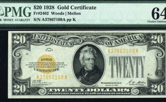 1928 $20 GOLD CERTIFICATE 64Q
