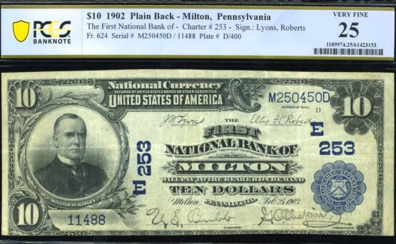 1902 $10 FIRST NB OF MILTON PA