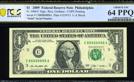 2009 $1 FRN C88888888A 64PPQ