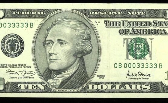 2001 $10 FRN CB00033333B