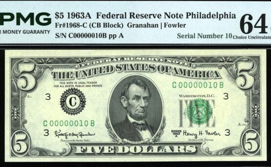 1963A $5 FRN C00000010B 64Q*