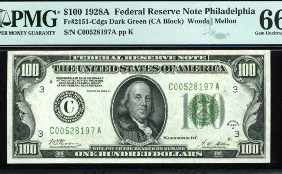 1928A D.G.S $100 FRN PHILA 66Q