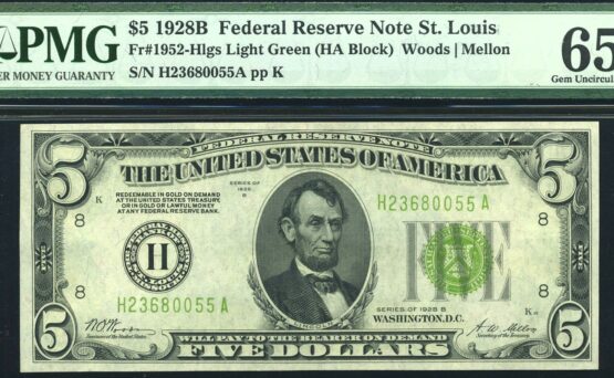 1928B L.G.S $5 FRN ST LOUIS 65Q