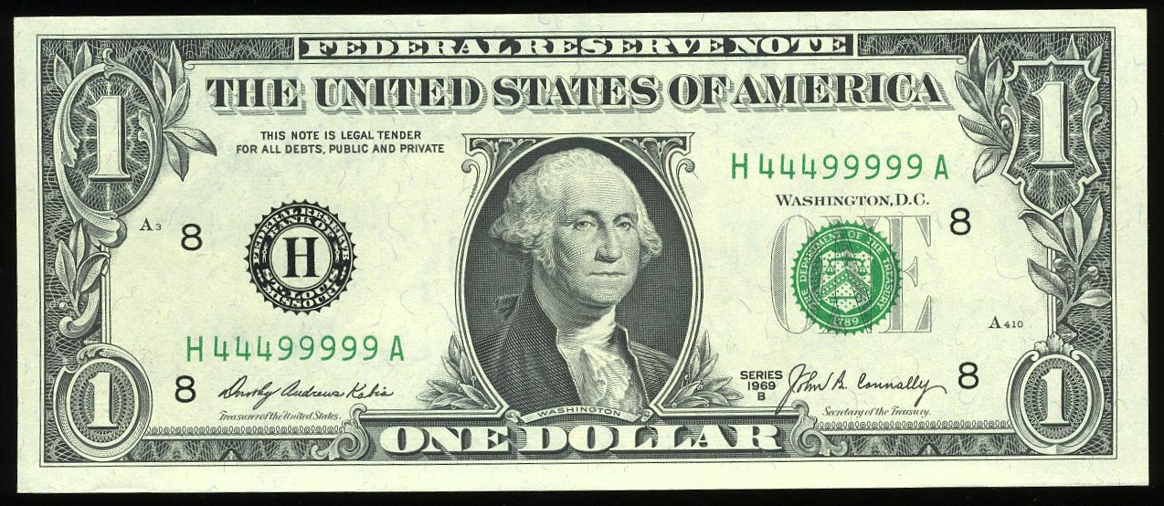 1969B $1 FRN #49 H44499999A