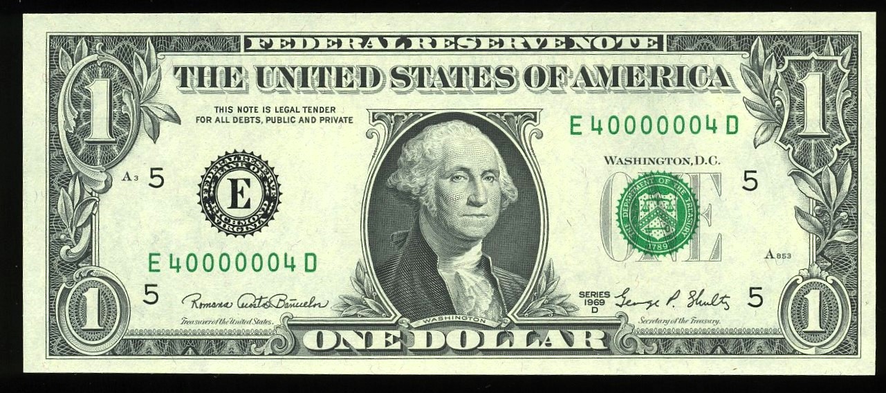 1969D $1 FRN E40000004D RADAR
