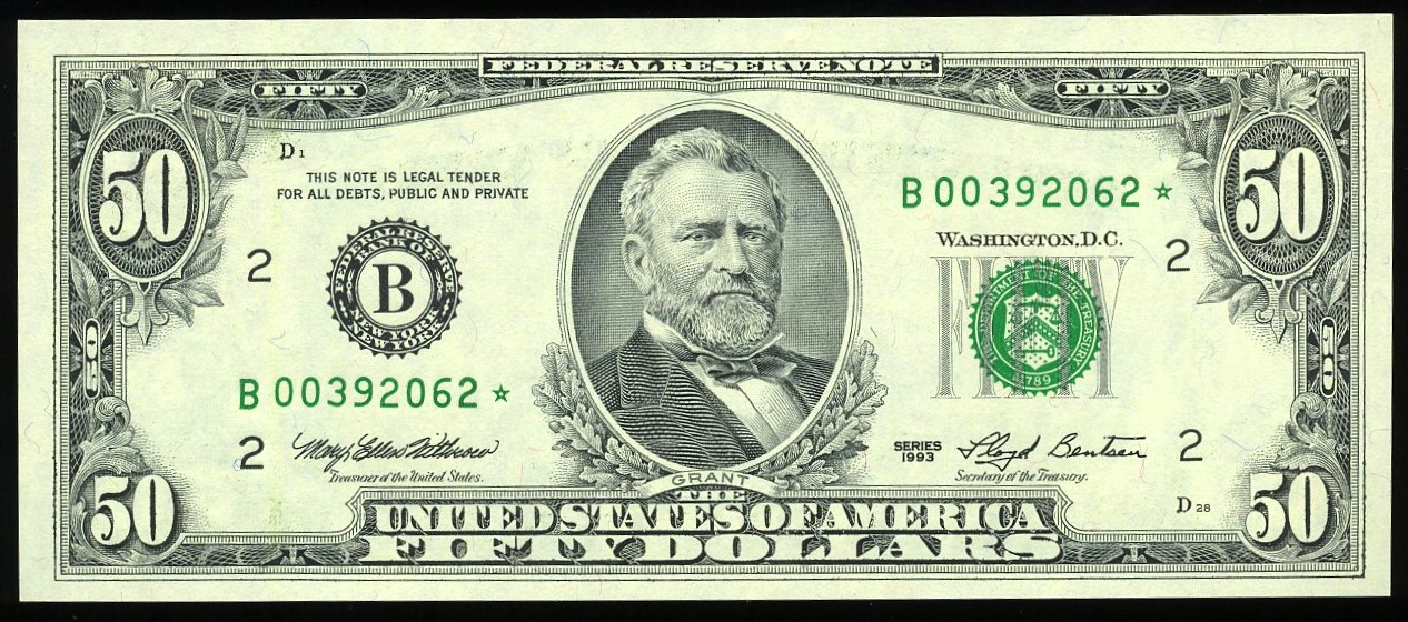 1993 $50 FRN B-STAR GEM
