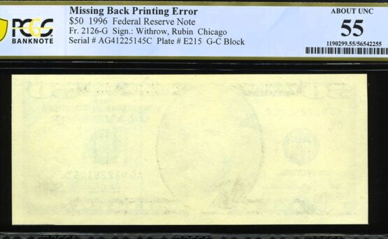 1996 $50 FRN MISSING 1ST PRINT #55